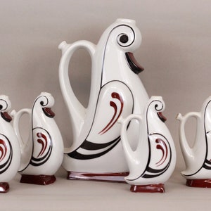 Vintage Porcelain Pitcher Set in Duck Shape Jug and Cups - Etsy