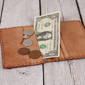 Vintage Brown Leather Man&#39;s Folding Wallet, Coin Purse