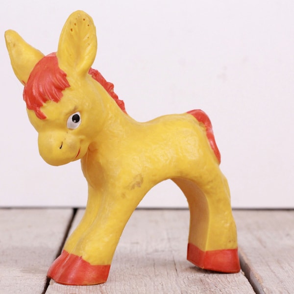 Vintage Rubber Toy Donkey Pony Animal