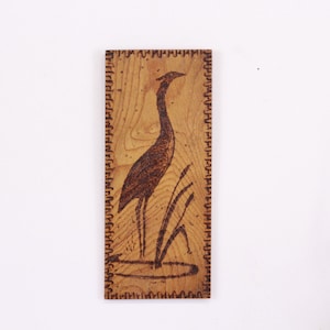 Vintage Handmade Wall Hanging Wooden Picture Heron