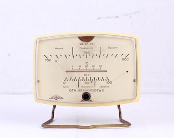 Thermometer barometer humidity station, Home weather station 1960's, Vintage Soviet atmospheric pressure CI648