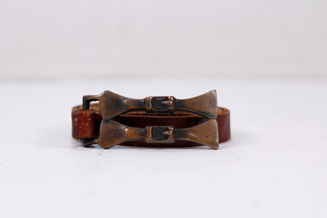 Vintage Tooled Leather Cowgirl Belt With Handmade Metal  display picture 2