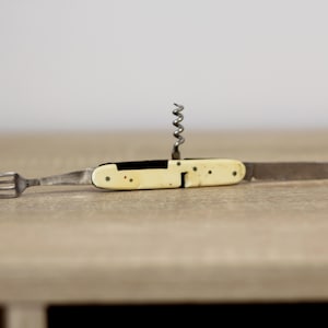 Vintage Stainless Steel Folding Pocket Knife with Fork