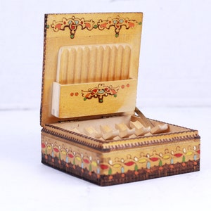 Scatola per sigarette in legno vintage, portasigarette, porta tabacco