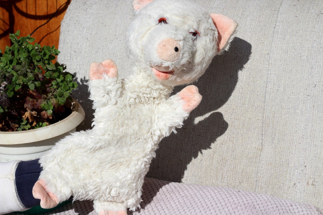 Vintage Hand Puppet Pig Stuffed Animal Toy Plush Hand Puppet Children's