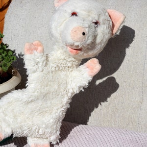 Vintage Pig Hand Puppet: Plush Stuffed Animal Toy, Children&#39;s Theatre Doll