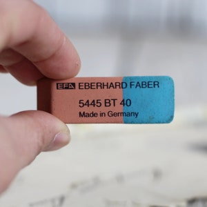 Vintage Eberhard Faber one eraser, Rubber eraser of a pencil, Pencil eraser from Germany, 1980s Bohemia works