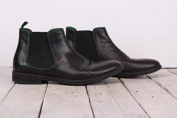 Vintage Men's Ankle Boots  Black Leather Boots Si… - image 3