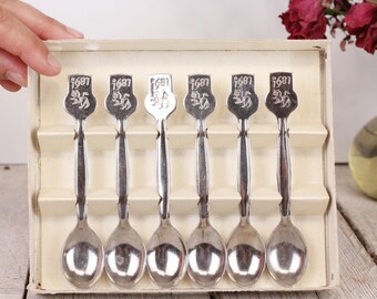 Cucharas de café o té de acero inoxidable estilo vintage, juego de seis