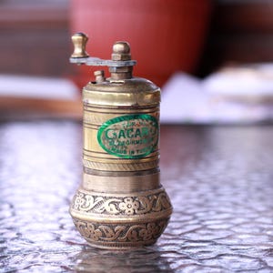 Vintage Brass Pepper or Herb Mill Grinder