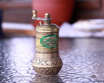 Vintage Brass Pepper or Herb Mill Grinder
