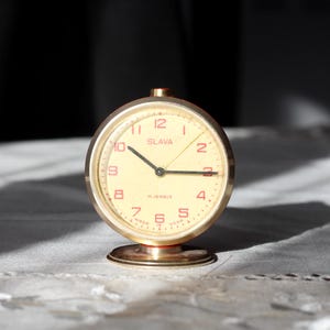Mechanical Alarm Clock Slava, 11 Jewels, Working, Wind up