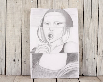 モナ・リザの鉛筆画（厚紙に描かれたオリジナル作品） - Etsy 日本