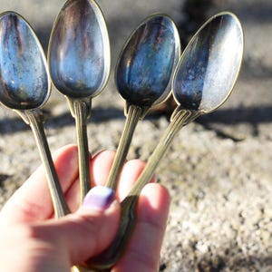 Vintage Brass Tea Spoons - Set of 4 Small Coffee Spoons