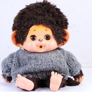 Vintage Monchichi - 1970S Little Monkey - Stuffed Toy Brown - Collectible Monkey - Chimp Soft Plush Toy - Stuffed Monkey - Old Toy Monkey