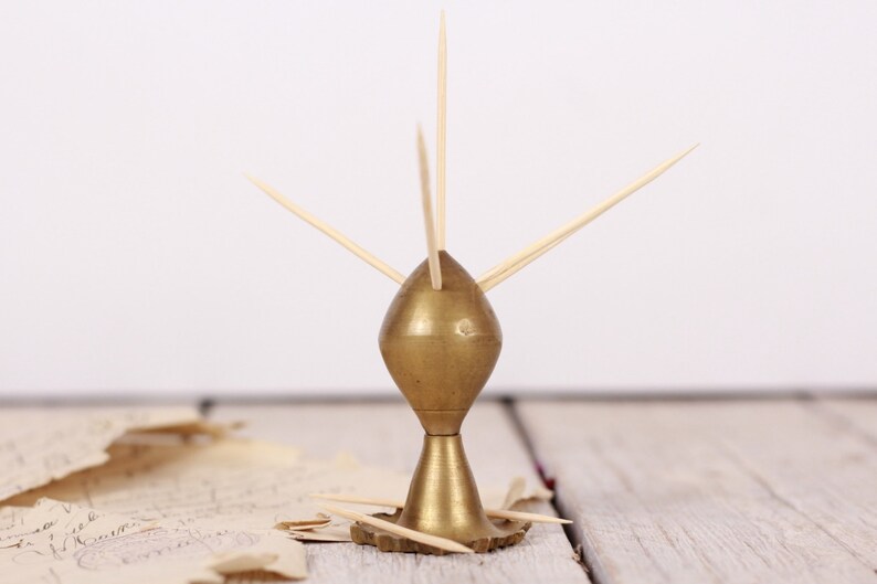 Vintage Brass Toothpick Holder Etsy