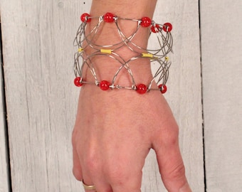 Handmade Wire Mandala Toy, Meditation Bracelet, Lotus Flower Design