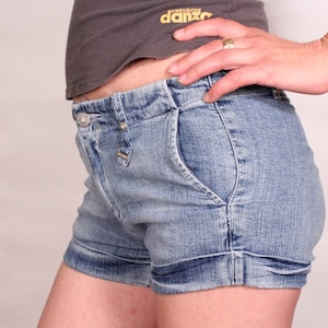 Vintage Blue Denim Shorts with High Waist Jean Shorts
