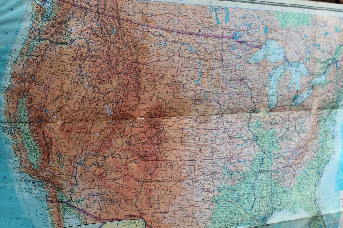 Vintage Map of the USA Large Map Print Tourist Guide Map | Etsy