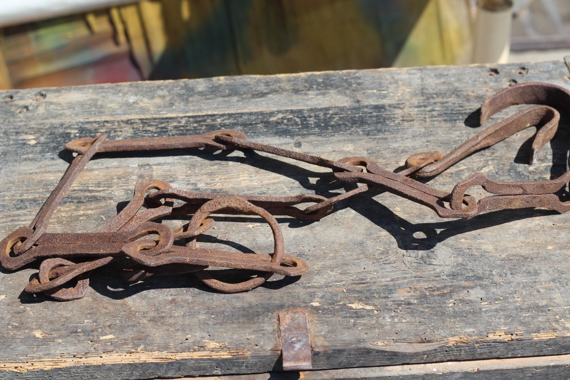 Antique Iron Chain Vintage Chain With Hooks Hook Pot Hanger Etsy
