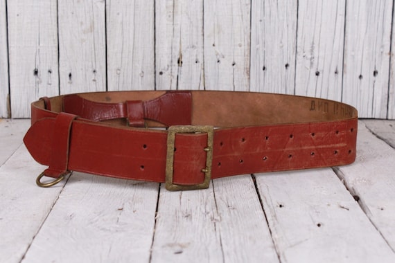 Vintage Military Genuine Leather Belt Adjustable … - image 1