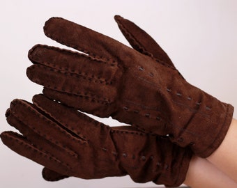 vintage Gants en daim marron taille 9 Gants d'hiver pour hommes avec doublure