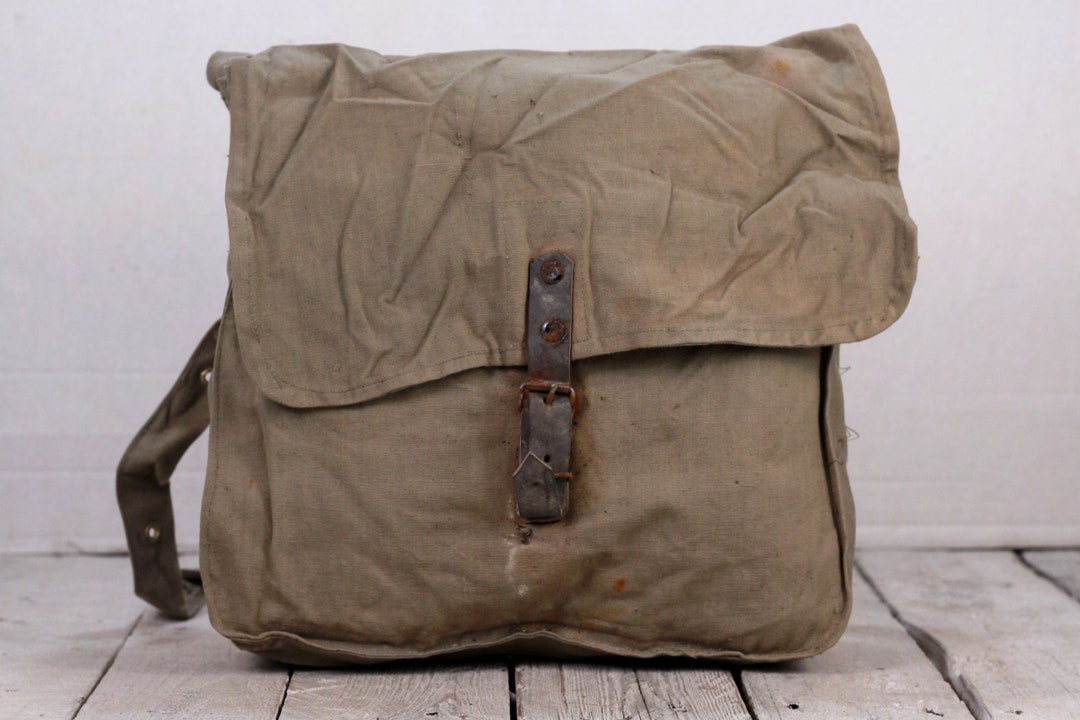 Vintage Bolso Militar 1980 Tela de Mensajero de Lona de