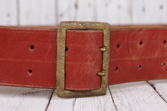 Vintage Military Genuine Leather Belt Adjustable … - image 4