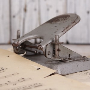 Vintage Metal Base Military Paper Hole, Punch Office / Bank Equipment