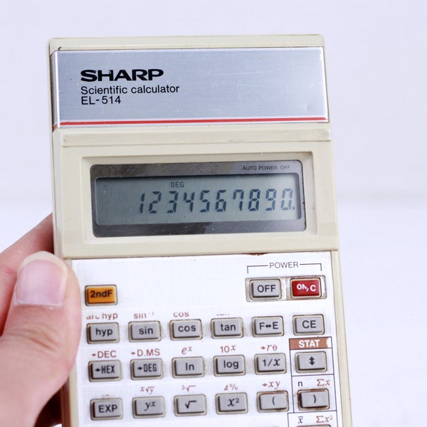 Vintage Scientific Calculator SHARP EL - 514, Portable Pocket Calculator, Led Display