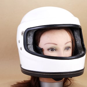 Vintage Motorcycle Helmet - 1980s Helmet - White/Black Motorcycle Helmet - Full Face Motorcycle Helmet
