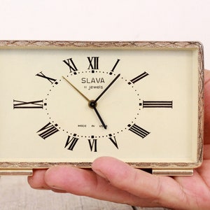 Vintage Mechanical Alarm Clock Slava 11 Jewels Wind up Working