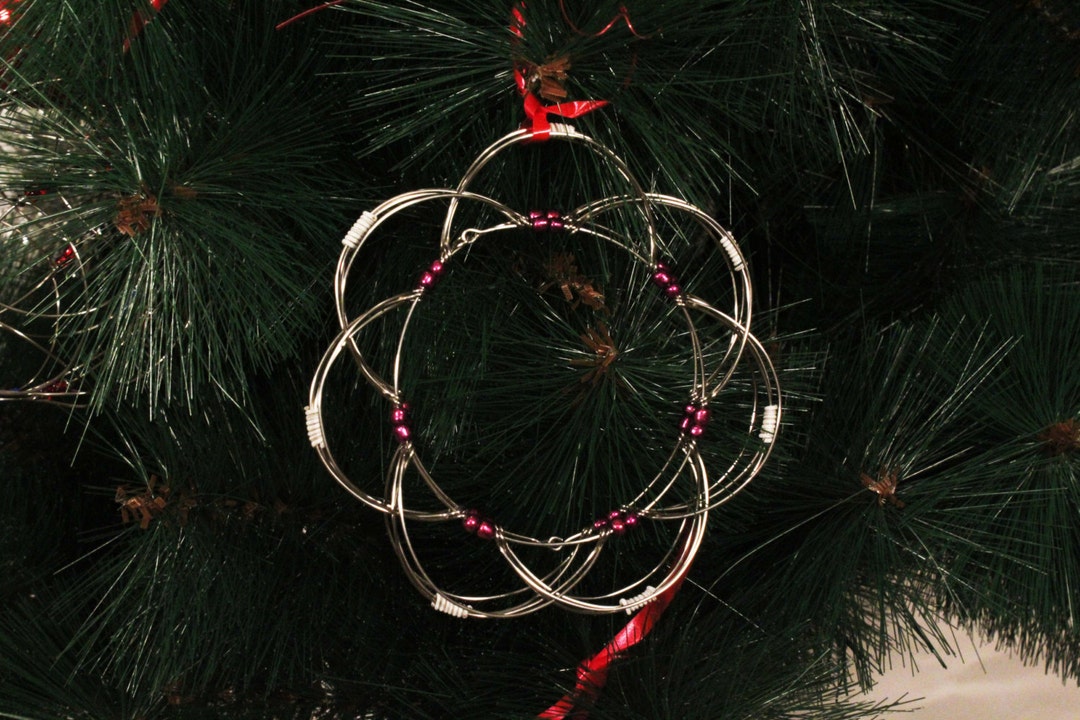 Christmas Tree Ornaments Made of Metal Wire and Beads / Etsy