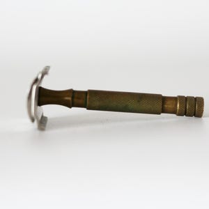 Vintage Razor circa 1960s, Gillette Brass Safety Razor, Double Edge, Made in England