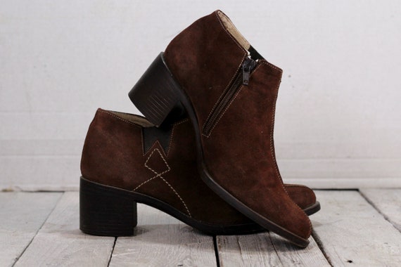 Vintage suede ankle boots. Tejiojio Clearance Retro Women Vintage Plain Buckle Zipper  main image 4