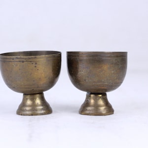 Antique Brass Egg Holders, Egg Cups, Set of Two
