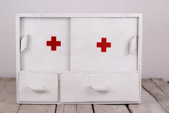 Buy First Aid Kit Wall First Aid Kit Circa 70's Home Medicine Chest  Medicine Cabinet Wall Medicine Chest Red Cross Wood Medicine Chest Online  in India 