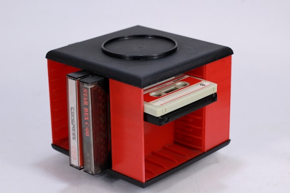 カセットテープ　カセットスタンド　昭和レトロ　ファンシー　80年代　赤　ラック カセットテープ カセットスタンド 昭和レトロ ファンシー 80年代