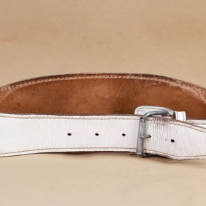 Vintage White Wide Leather Belt for Lifting Weights, Pentathlon, Weightlifting, Bodybuilding, Sport