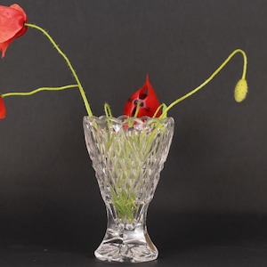 Vintage Small Crystal Vase, Made in Czechoslovakia, Bohemia Lead Vase, Embossed
