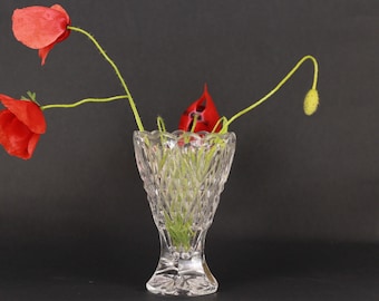 Vintage Small Crystal Vase, Made in Czechoslovakia, Bohemia Lead Vase, Embossed