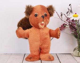 Vintage eekhoorn knuffel gevuld kinderspeelgoed verzamelobject
