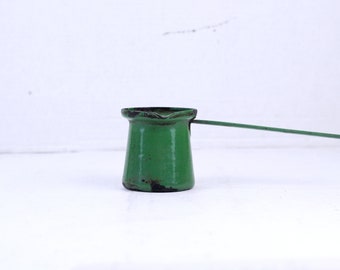 Cafetière turque vintage en émail, cezve des années 1950, vert patiné