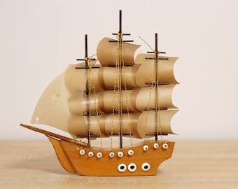 ヴィンテージ木製帆船の置物、小型船のフィギュア - Etsy 日本