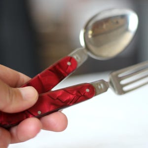 Picnic Set, Pocket Travel Kit, Folding Fork and Spoon, Camping Kit, Compact Camping Utensil Set, Stainless Steel Set, Old Set Cutlery