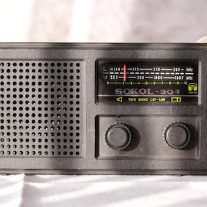 Vintage Sokol radio, Portable radio 70&#39;s, AM earbud connector audio, Collectible. Made in USSR Radio, Handheld portable radio