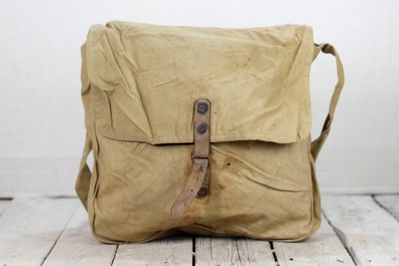 Vintage Canvas Military Bag Army Khaki 