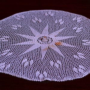 Vintage Handmade Crochet Small Tablecloth Round Cotton