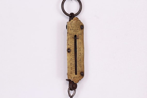 アンティーク　はかり　ブラス　HUGHES'S Pocket ballance Antique Hughes Pocket Scale: German Brass Hook Balance, 1900s - Etsy