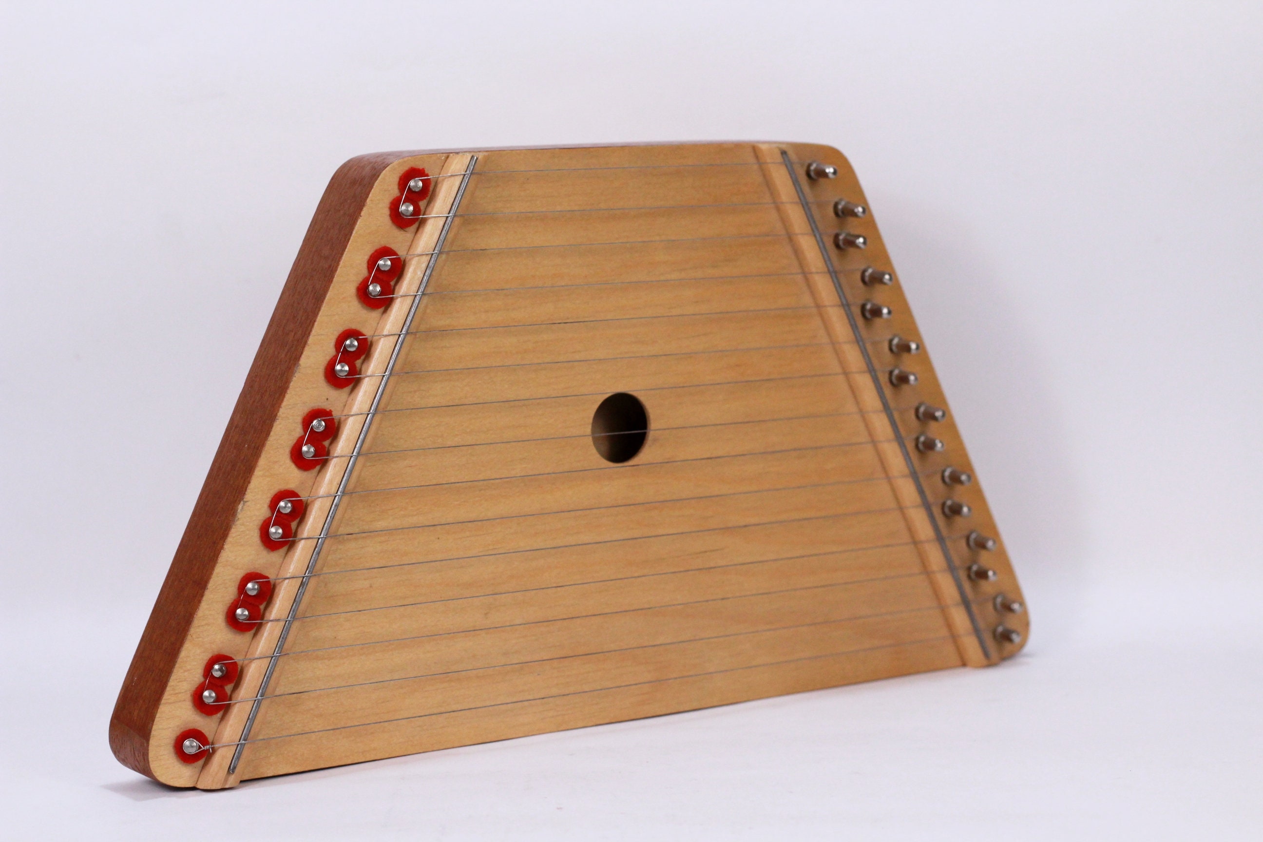Vintage Zither With Fifteen Strings, Children's Zither, Wooden